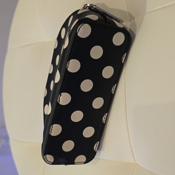 Kate spade polka sunshine dot cosmetic case Morgan Small Zip Bag Black White - Picture 4 of 6
